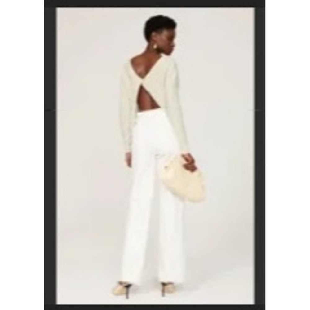 Hudson Jeans Pullover Sweater Open Back Tie Detail Ivory Knit Size‎ L